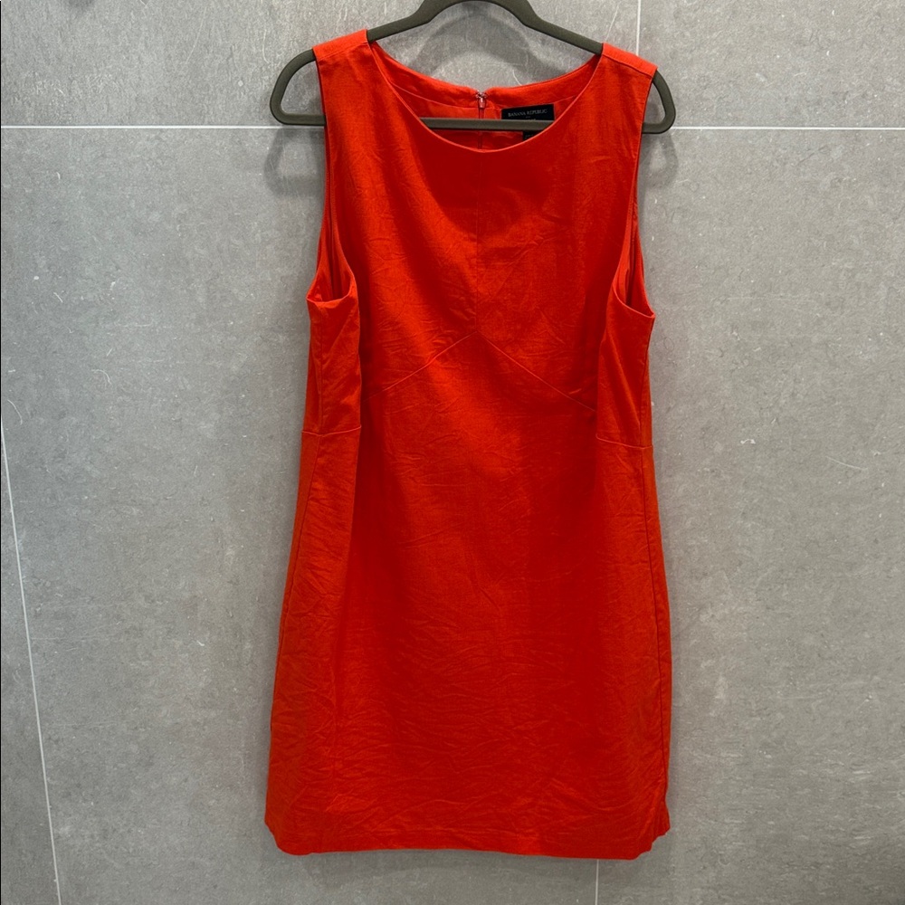 Banana Republic Bold Orange Linen Blend Dress